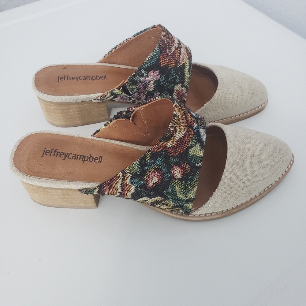 JEFFREY CAMPBELL Floral Canvas Mules Slip-On 7